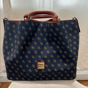 Dooney & Bourke Navy Coated Canvas Large Barlow